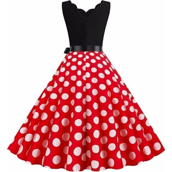 ❤ 4PCS Bundle Minnie Mouse Costume 1950s Retro Pinup Dress & Accessories L NEW - Picture 6 of 12